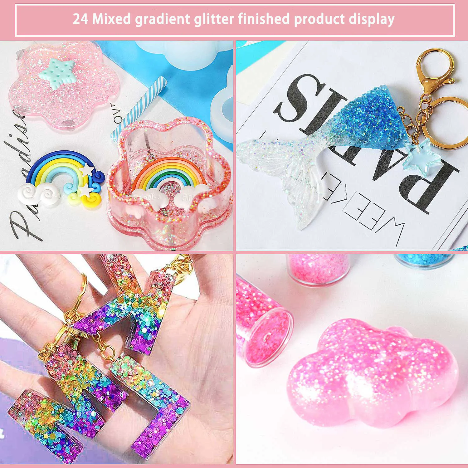 Osbang factory manufacturers 24 colors 10ml Gradient Glitter Color Powder for epoxy resin and UV resin for decoration