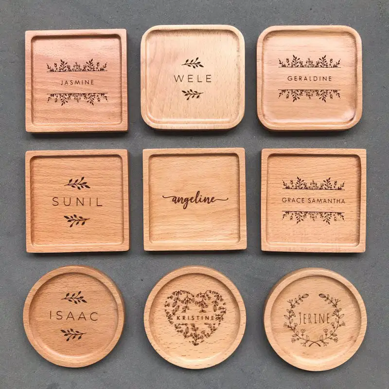 Wholesale Custom Cup Mat Coasters For Drinks Wood Wooden Coasters