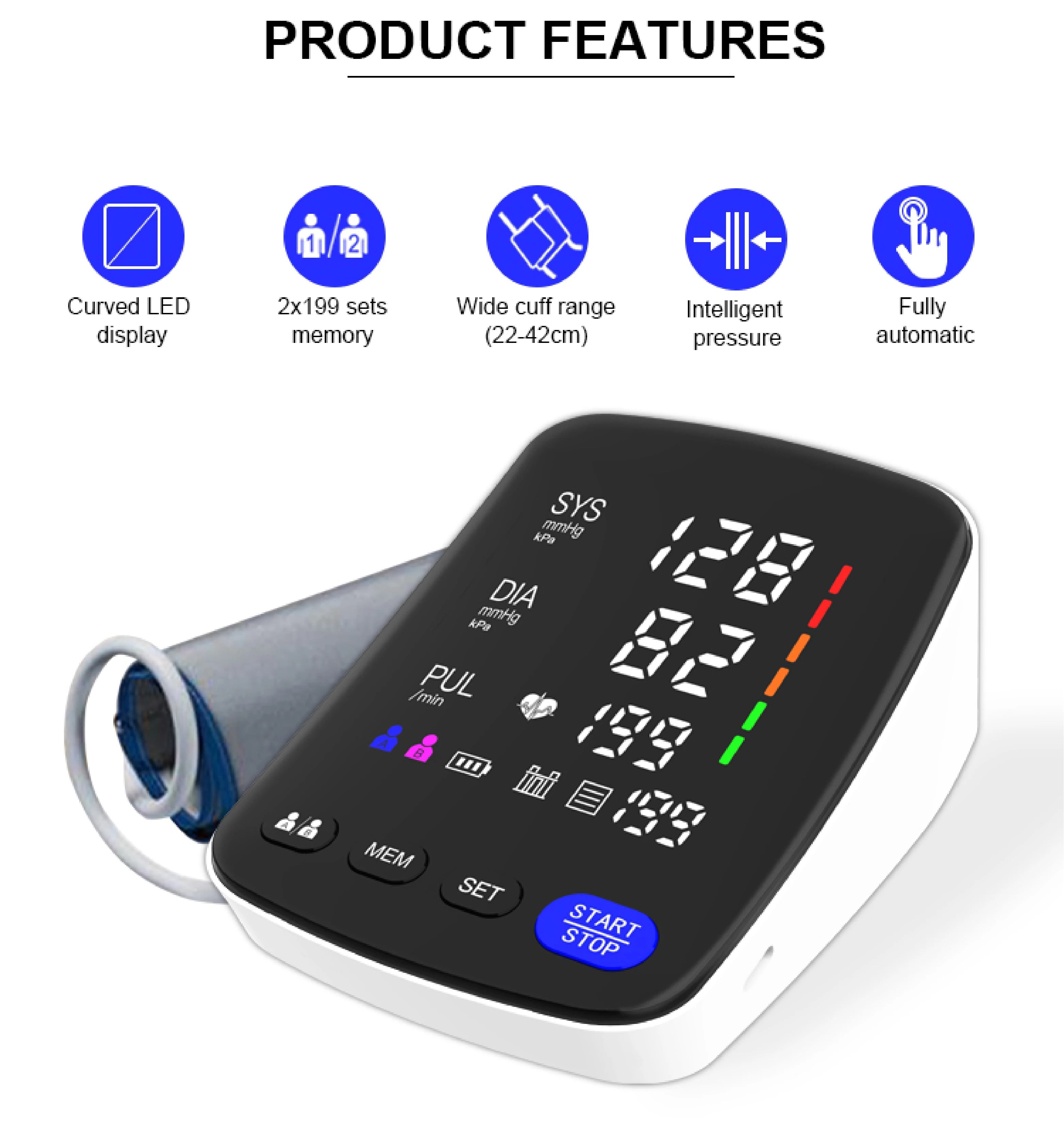 ALPHAGOMED Medical Diagnostic Apparatus Upper Arm BP Machine CE ISO ROHS BSCI Approved Arm Blood Pressure Measuring Apparatus