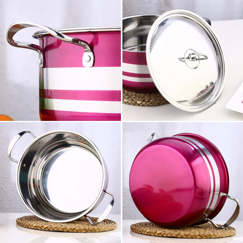 Factory Sale Cookware Set of 8 Piece Cooking Pot Set  Home Kitchen Cookware Stainless Steel with Double Handle