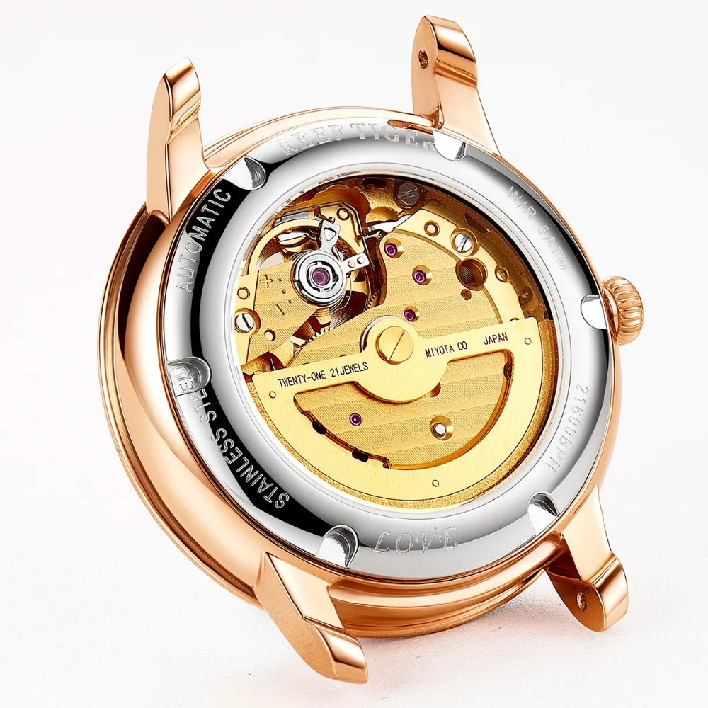Reef Tiger Top Brand Luxury Women Watch Rose Gold Automatic Watch Clock Relogio Feminino Fashion Watch Reloje Mujer RGA1585