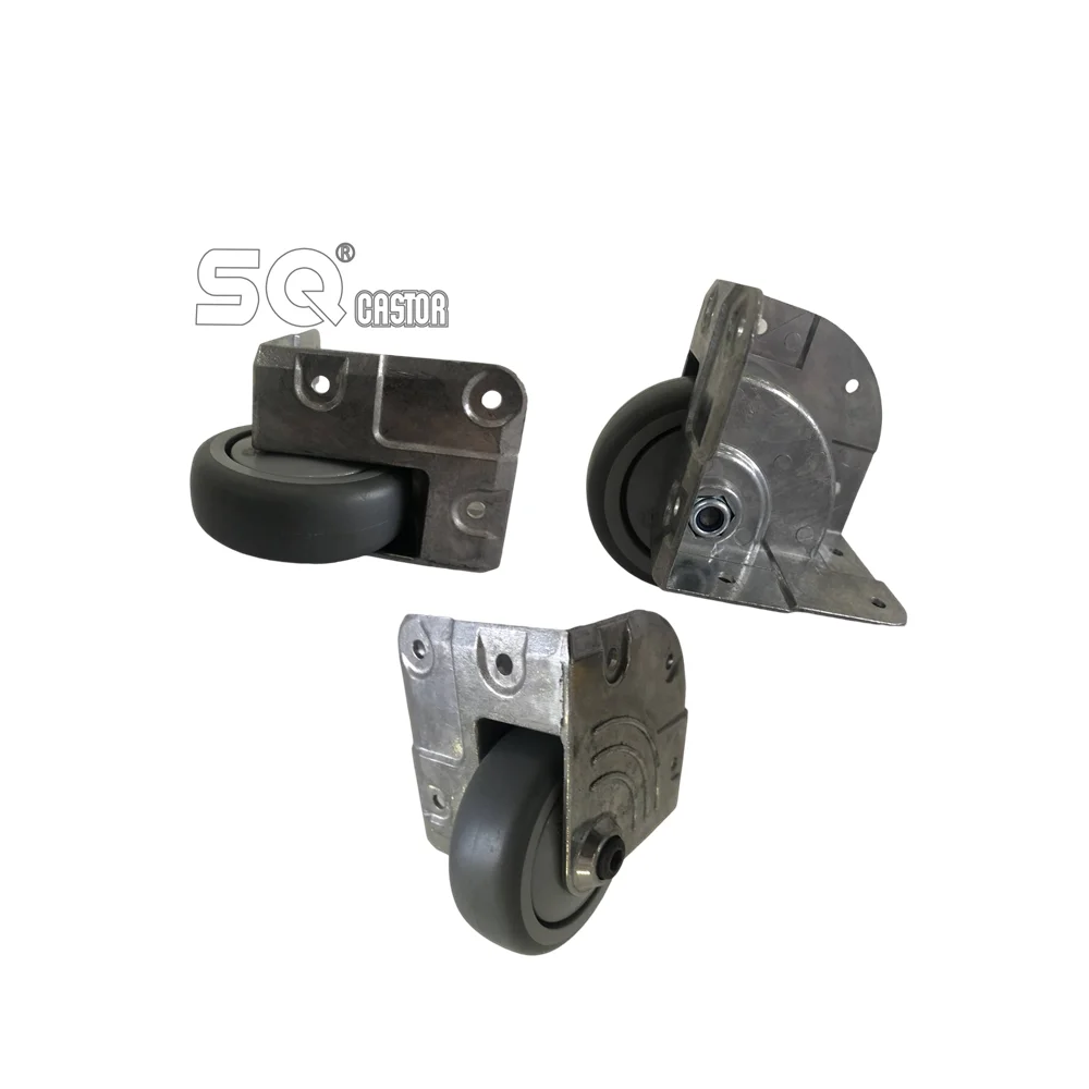 Medium Grey Rubber Wheel Flight case hardware black caster Heavy duty recessed edge corner castor