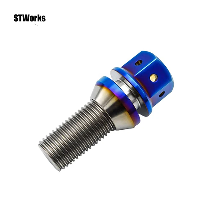 M14 *1.5*28 mm burnt blue titanium GR5 automotive titanium alloy wheel hub bolts nuts double head bolts for automotive parts