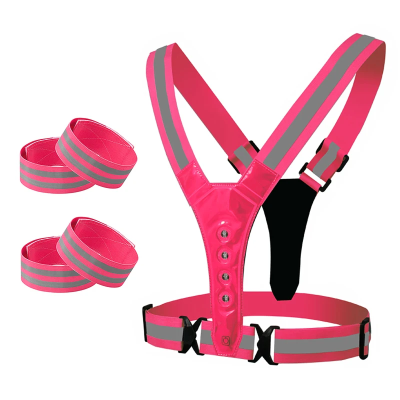 Дышащий Регулируемый светоотражающий жилет высокой видимости со светодиодной подсветкой, эластичный ремень для бега и спорта