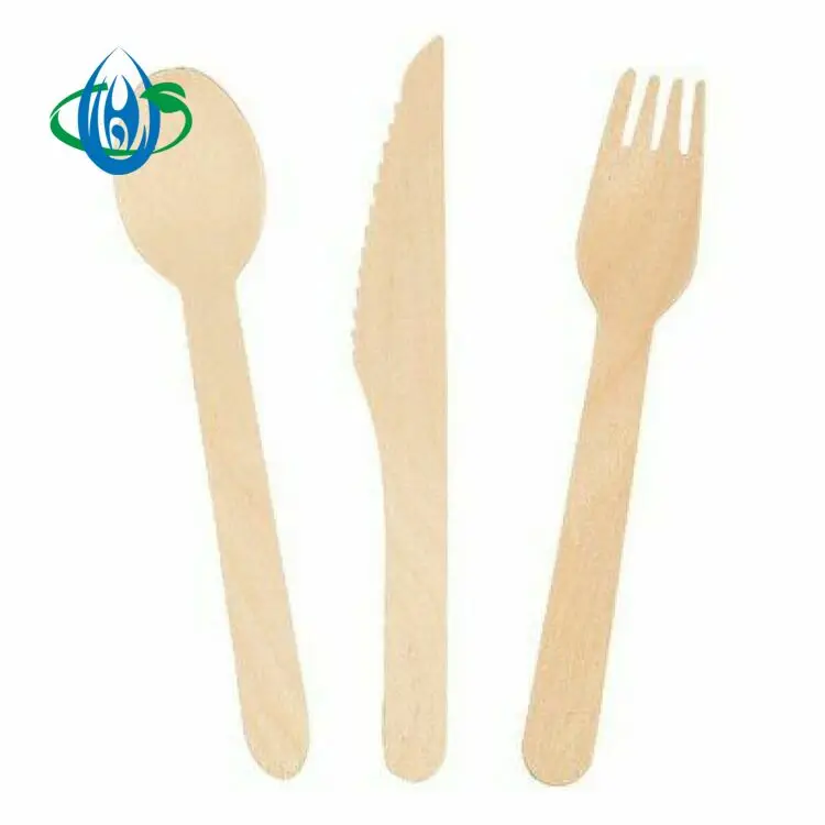 Biodegradable Compostable Birchwood, Eco-friendly Wooden Spoons Knife Fork, Food Grade  Disposable Wooden Cutlery