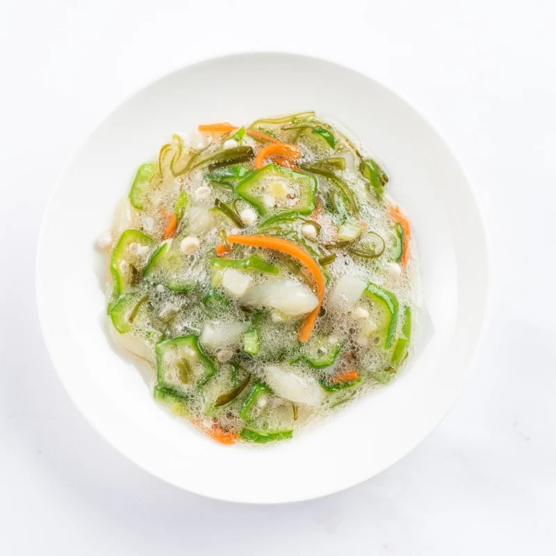 Delicately Prepared Seafood snacks Premade Marinated Okra with Squid Suitable For Upscale Restaurants And Fine Dining Occasions