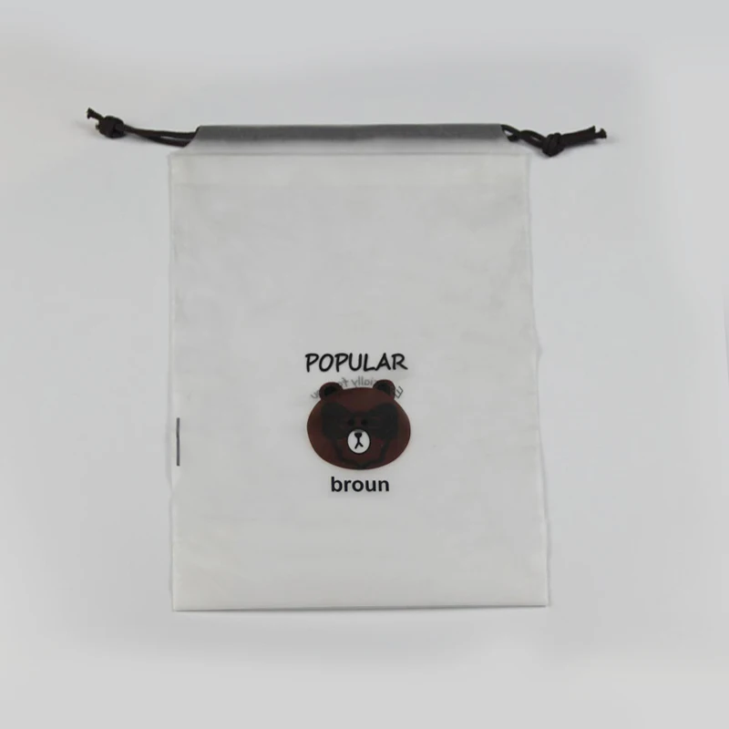 Custom Plastic Drawstring Bag Solid Color Shopping Packing Plastic String Bags With Rope Handle