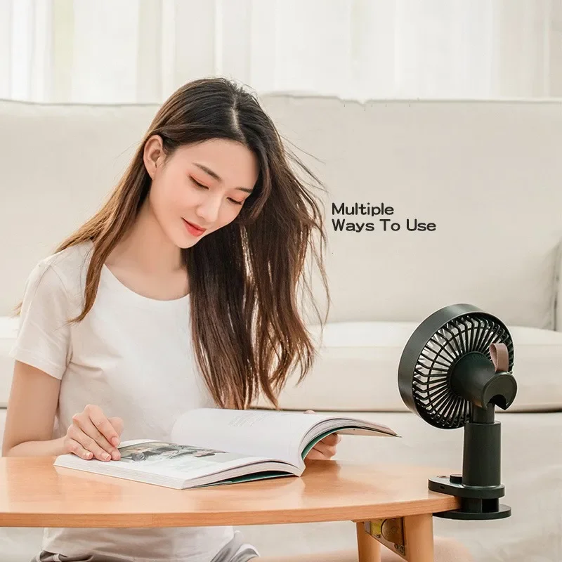 USB Rechargeable Portable Desk Folding Cooling Fan Outdoor Camping Mini Floor Fan 4000mAh Home Office Silent Fan with Clip