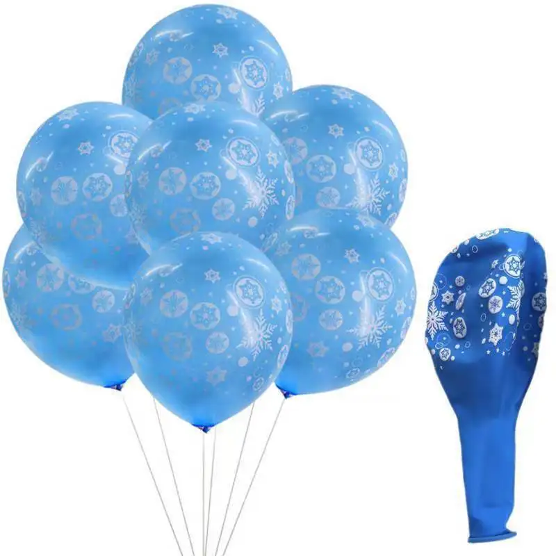 12inch Merry Christmas Latex Balloon Christmas Ice and Snow Theme Party Background Decoration Colourful Snowflake Latex Balloon
