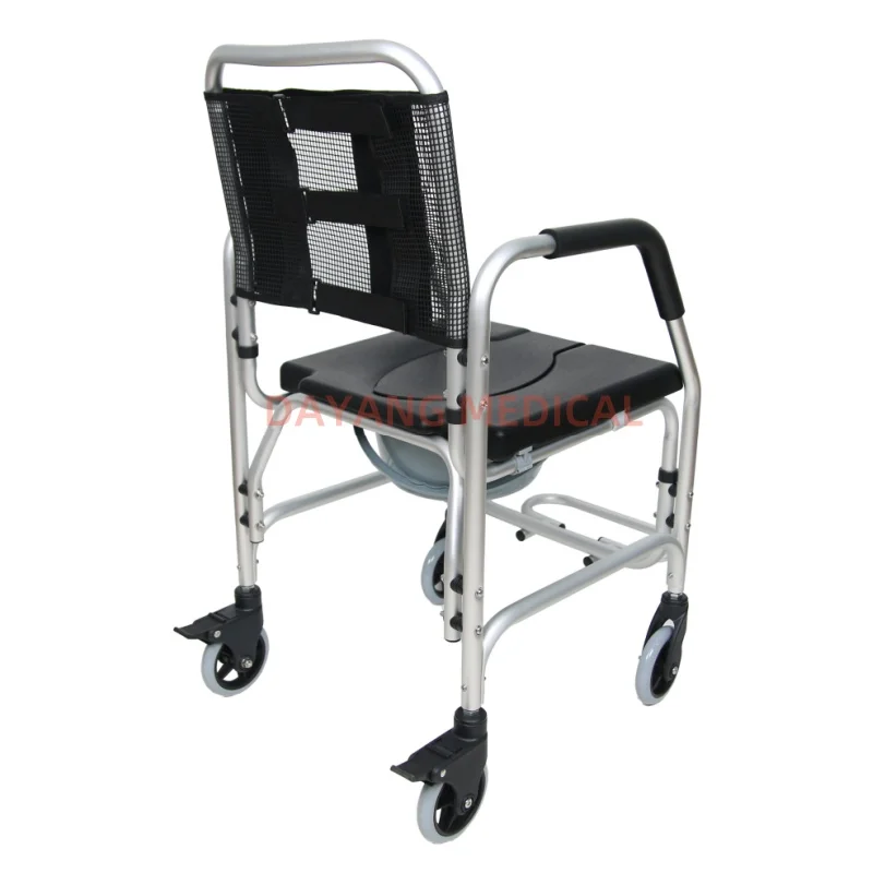 High Quality Light Weight Hospital Homecare Bathroom Safety Toilet Wheelchair Shower Commode Chair with Bedpan wheels