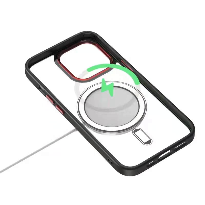 ТПУ Рамка для Iphone 12 13 Pro Max Прозрачный Новый роскошный ударопрочный магнитный беспроводной зарядный чехол