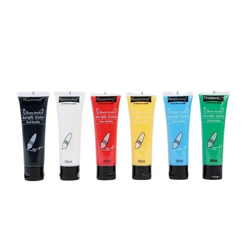 Keep Smiling 6colors 30ml Acrylic Paint Set Students Wall Ceramic Painting Gypsum Art Supplies Wholesale