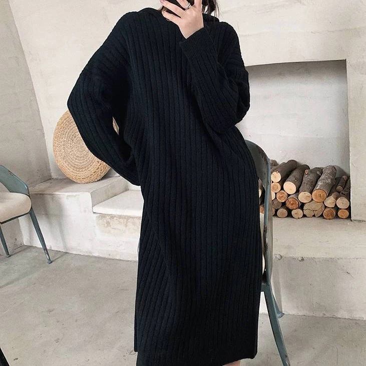 Autumn loose thicken hooded knitted long skirt