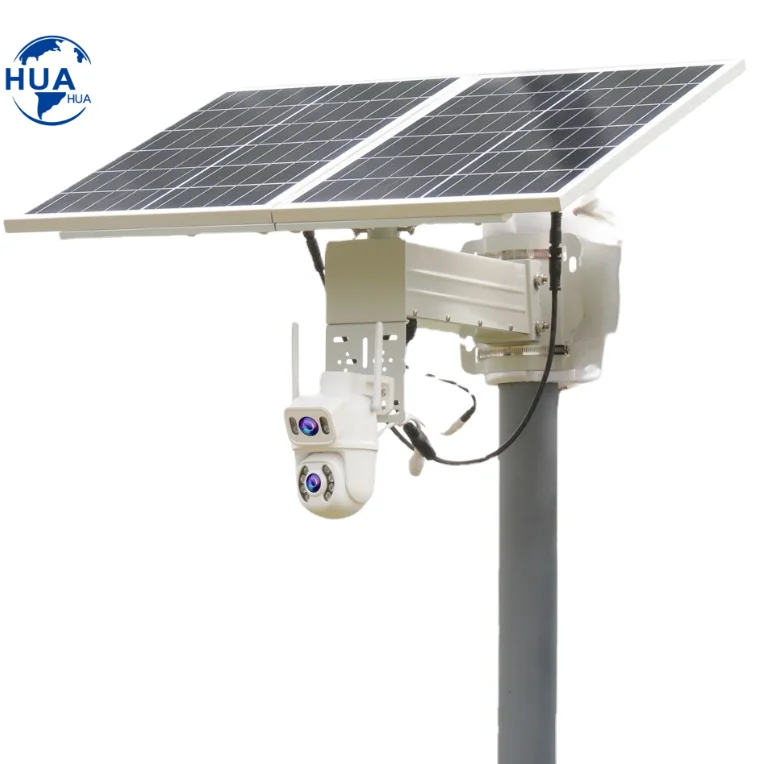 Беспроводные солнечные камеры наблюдения PTZ CCTV 6MP ICSee комплект солнечных панелей с двумя линзами 60 Вт 60Ah уличная Wi-Fi Солнечная камера