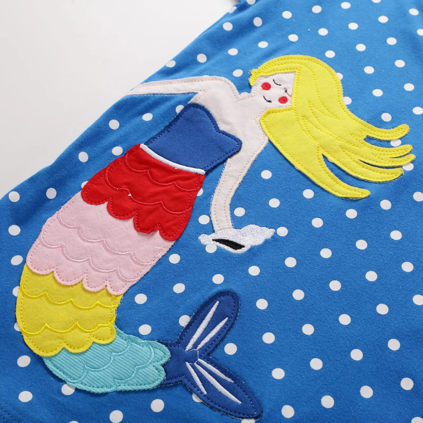 
Newest Kids Summer Mermaid Dress Polka Dots Baby Little Girls Dress Short Sleeve Kids Clothes 