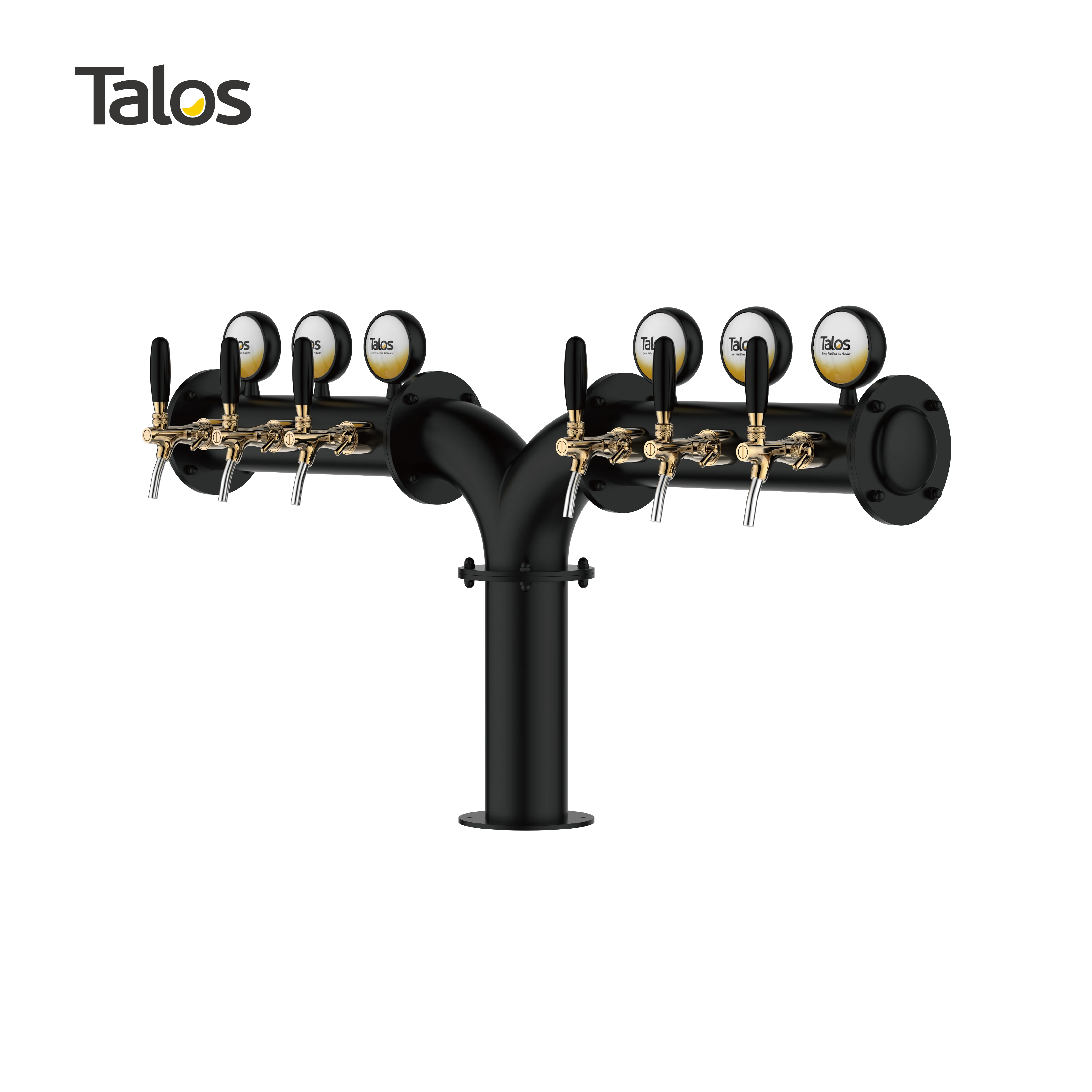 TALOS M Tower Stainless Steel 6 Tap Tower 102mm Beer Dispensing Equipment Draft Beer Tower (LED,Black)