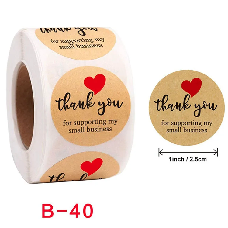 Round Self-adhensive Stickers Paper Brown Thank you Sticker Gift Merchandise decorative envelope Seal Sticker