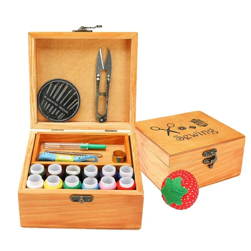 Wooden craft felt animals diy sewing kit portable sewing kit