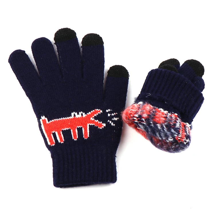  Knitted Acrylic Touch-screen Gloves Winter glove with Jacquard logo for Adults outdoor Use Touch