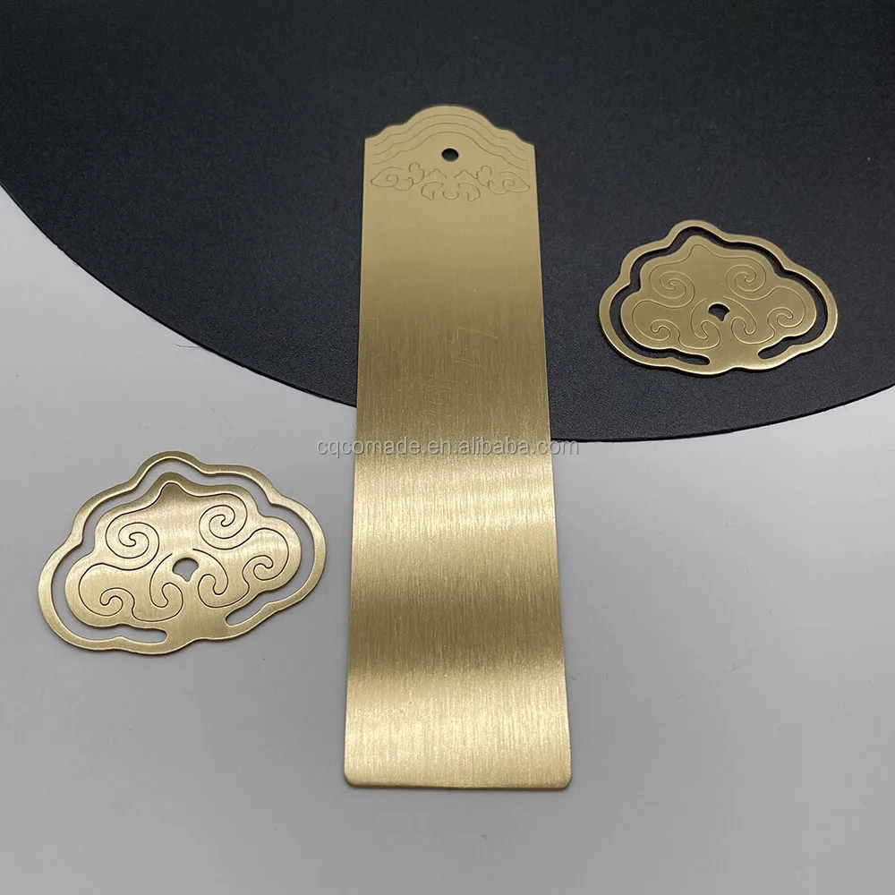 Custom solid brass bookmarks engraving stamping hammering High end bookmark blanks