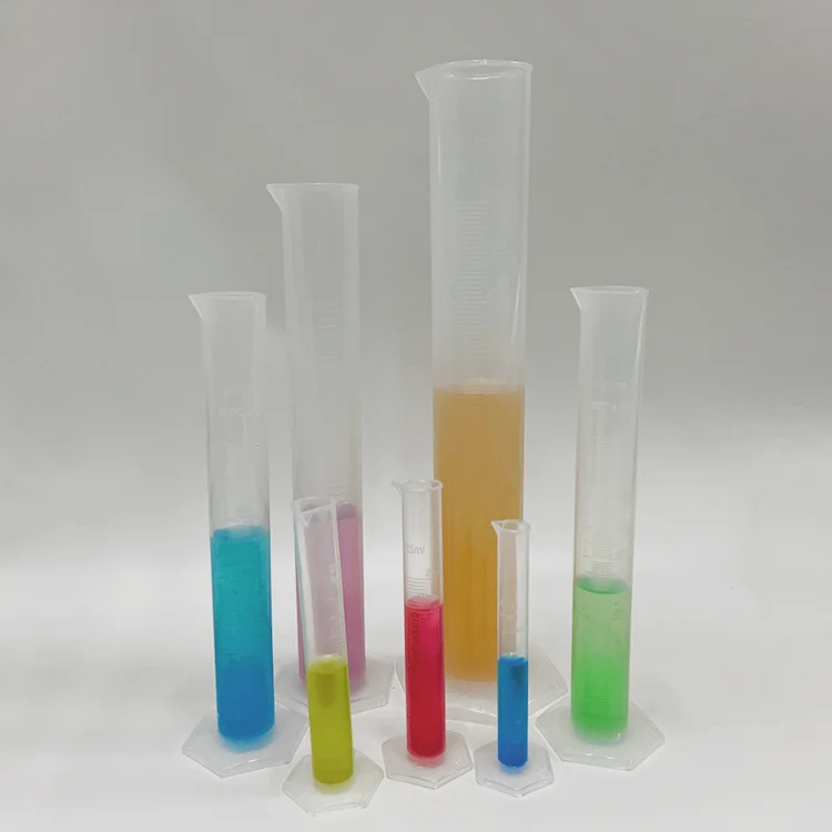 Cheap price PP plastic measuring cylinder 5ml 50ml with stand plastic