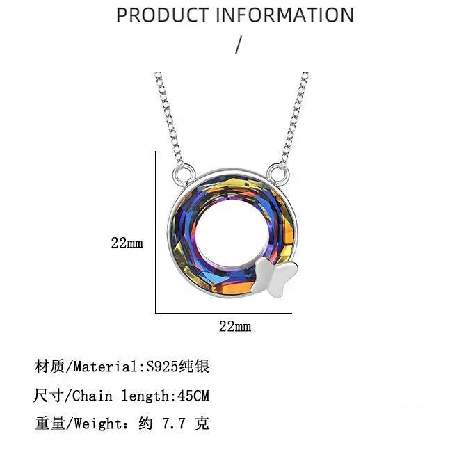 Charm Luxury Jewelry New Classic Elegant Magic Pendant Dainty Butterfly Crystal Silver Necklace Fine Jewelry