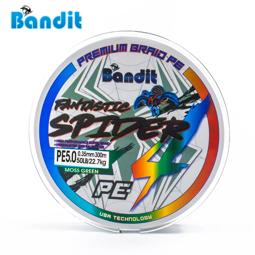 High Power Braid, Bandit Fantastic Spider Braided Line-Moss Green 100M & 150M & 300M. PE Fishing Line / Tali Pancing Sulam