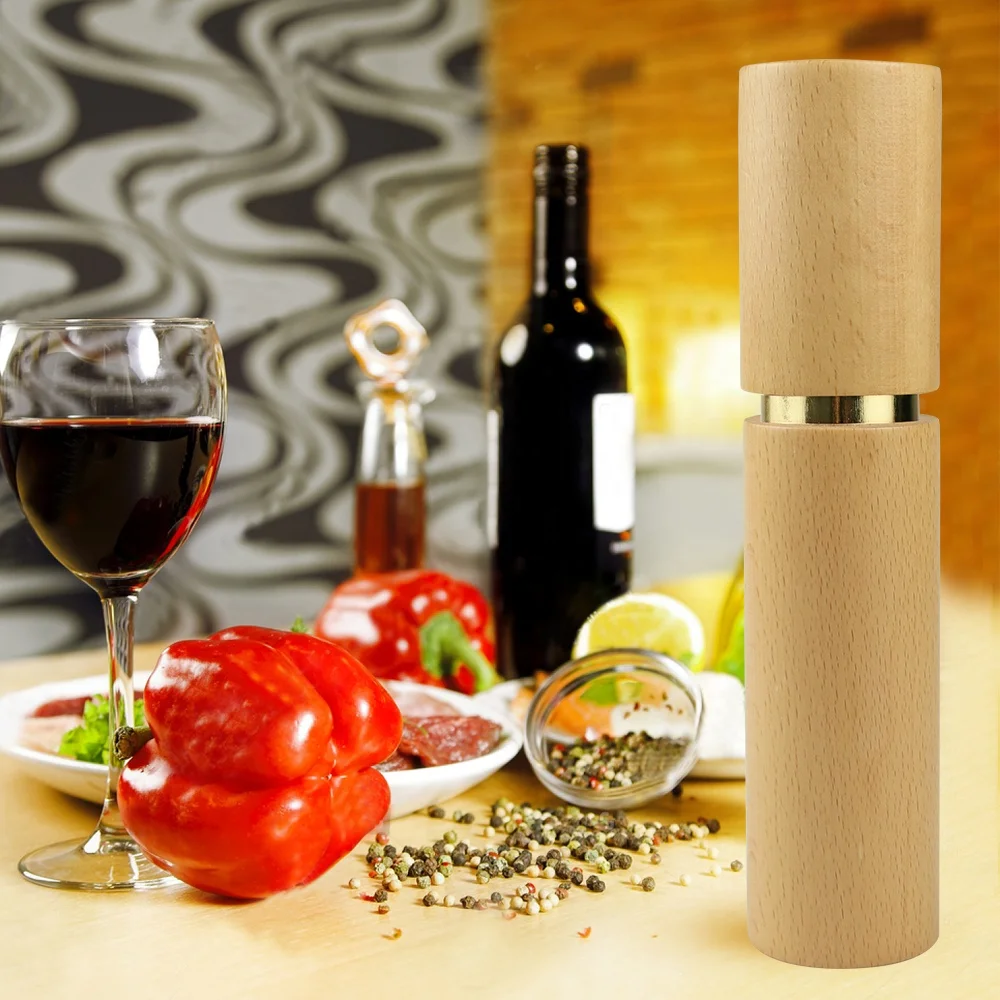 Elegant Design 9 inch wood ceramic manual gravity salt and pepper grinder