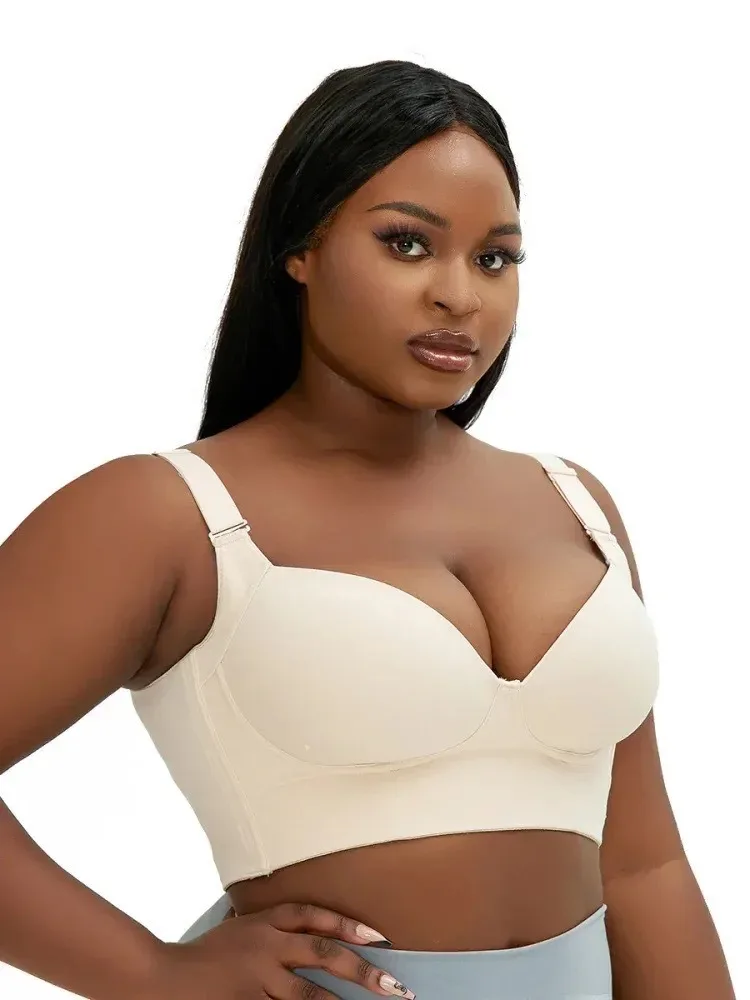 Adjustable New Push-Up Bra Body Shapewear Solid Hides Back Fat Plus Size Bras