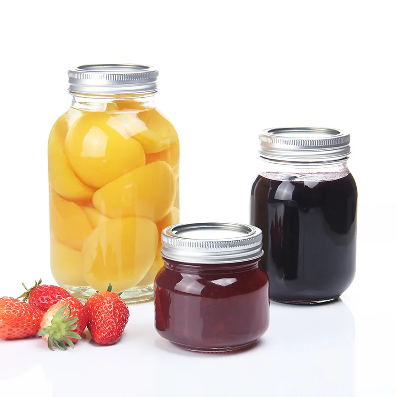 Made in China Wholesale Storage Bottle Round  250ml 280ml 380ml 500ml Salad Canned Pickle Sauce Spice Glass Mason Jar