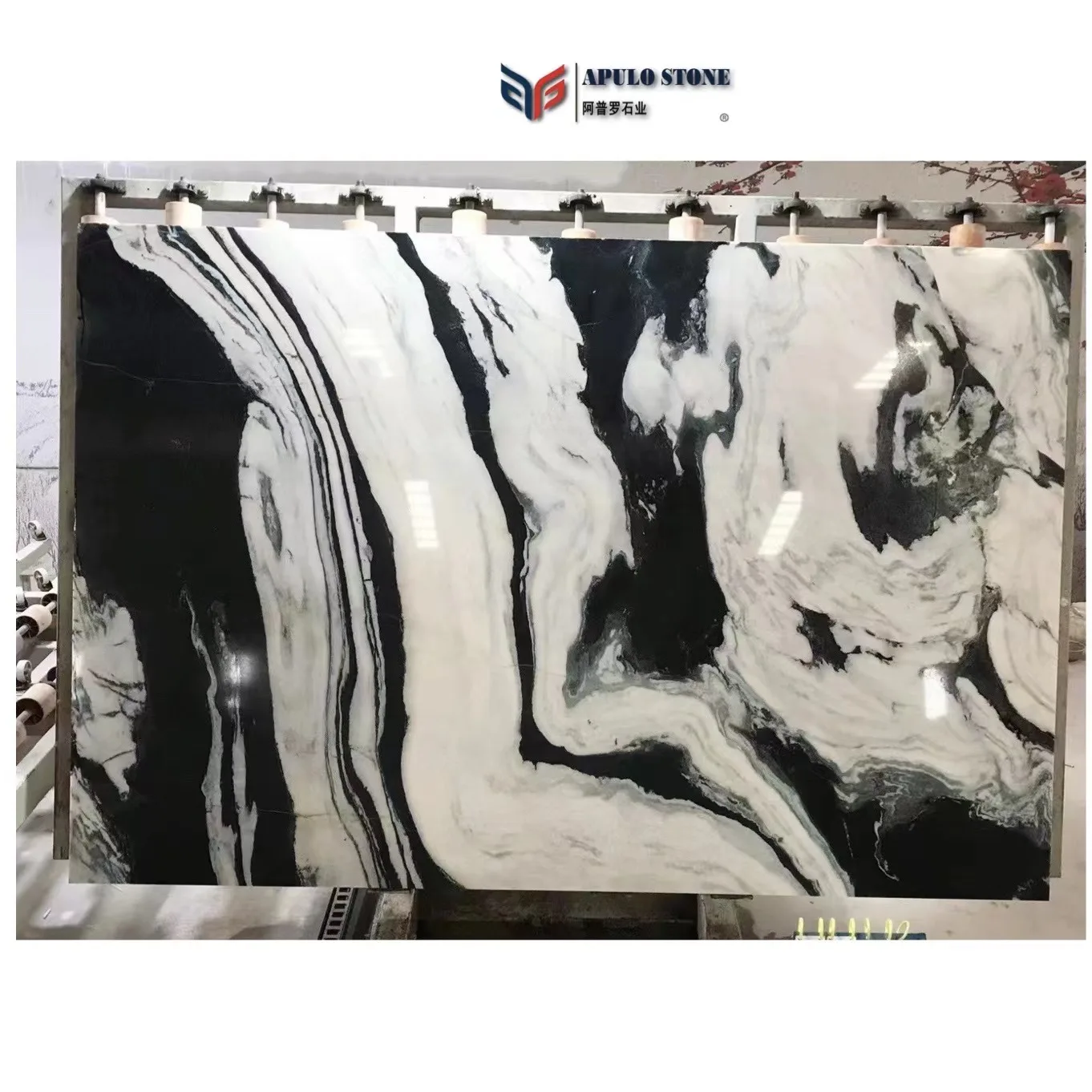 Factory direct Apulostone panda white tiles bianco lasa macchia vecchia polished dalmata marble stone floor tiles