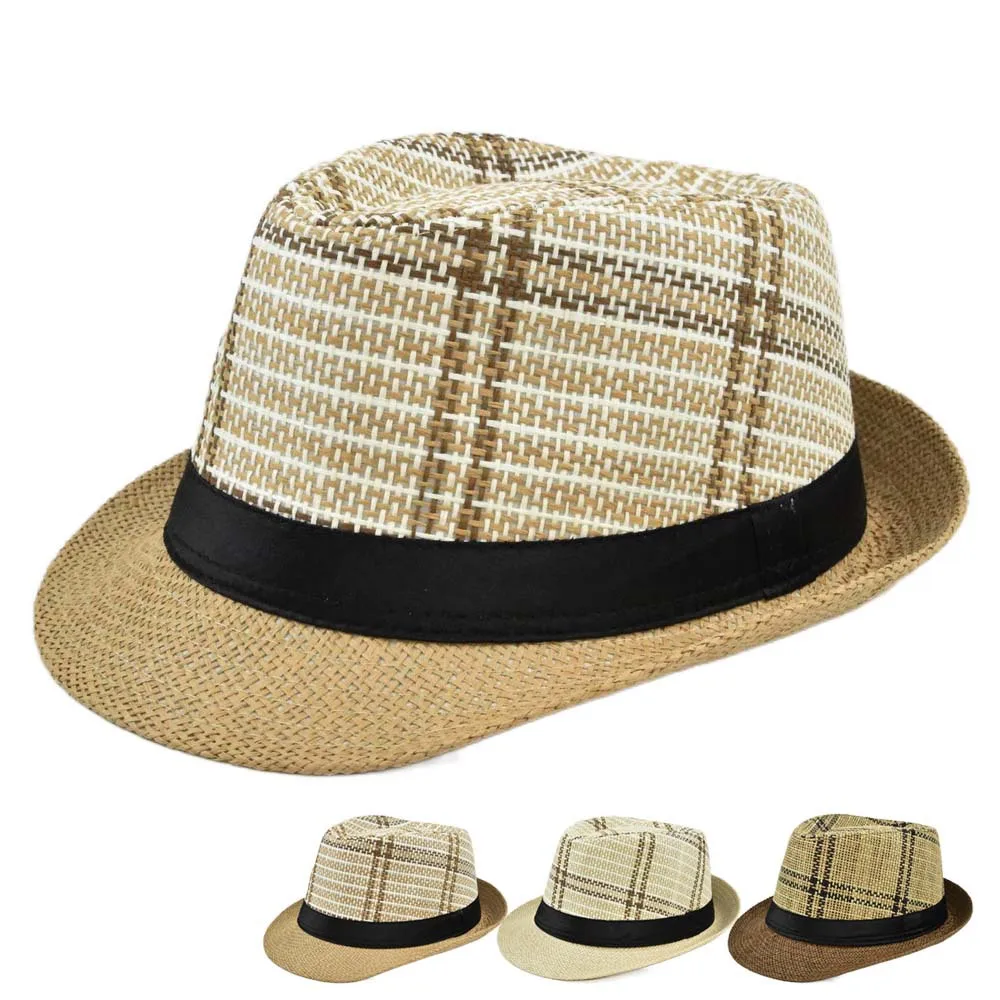 Jazz British Style Hat Women Men Fedoras Casual Black Summer Beach Sun Cap Outdoor Sun Hat Curly Straw Hats For Men