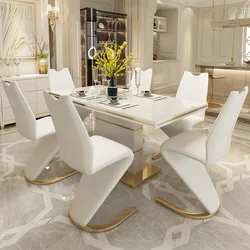 Modern tempered glass extending square dining table set Dining table and chair