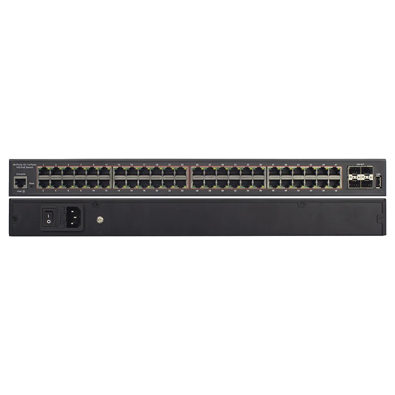 2023 New Item 800W Gigabit PoE Switch 48Ports + 4 10Gbps SFP Ports Managed Network Switch