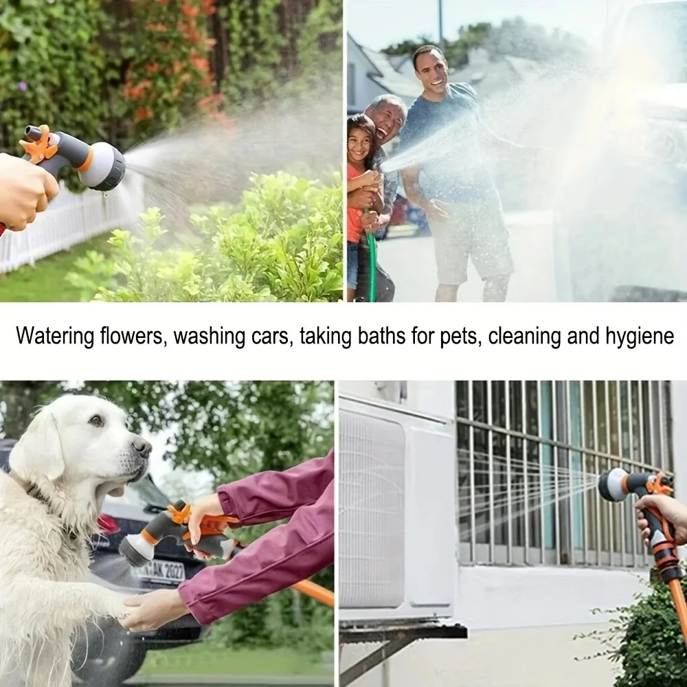 Durable High Pressure Garden Sprayer Adjustable 8 Spraying Modes Sprinkler Handheld Pet Shower Water Spray Device