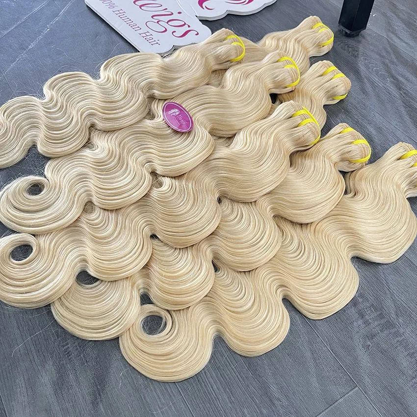 Body Wave 613 Blonde Cuticle Aligned Raw Human Hair Bundles Vendors Wholesale 613 Virgin Blonde Hair Bundles