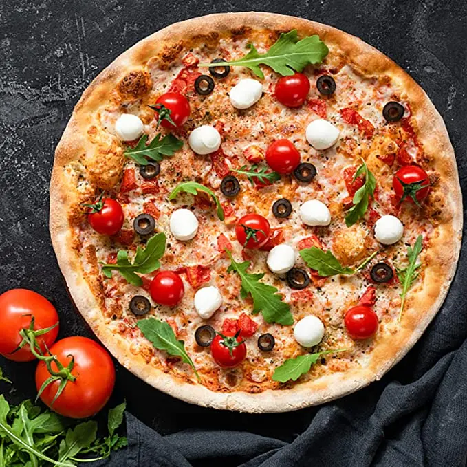 2 piece set of circular perforated style oven non-stick carbon steel baking tray pastry pie pizza tray