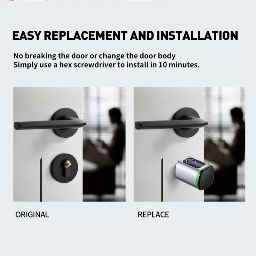 Tuya Bluetooth European Standard Fingerprint Type Smart Lock Cylinder