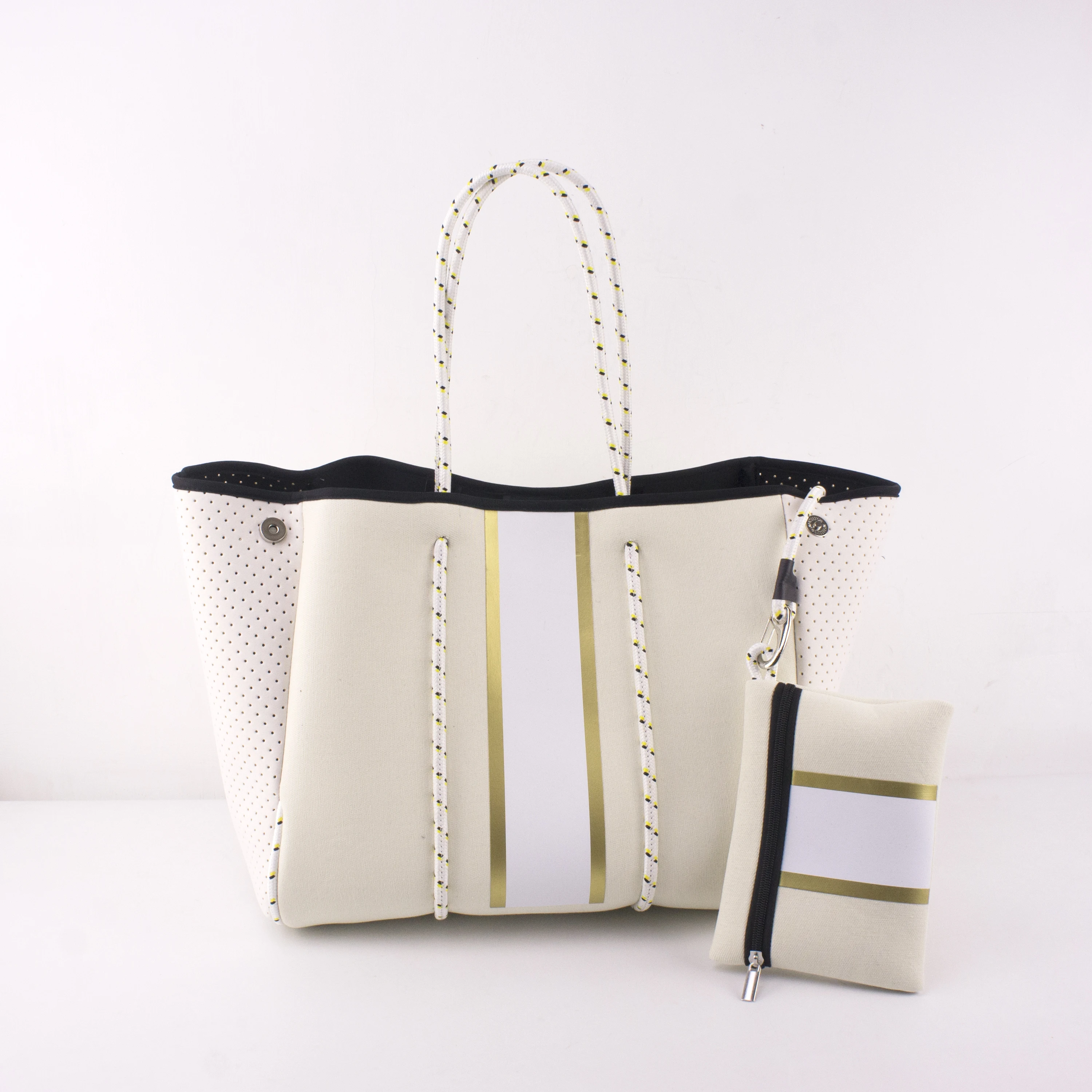 Fashion Camouflage Stripe Designer Neoprene Wholesale Beach Handbag Waterproof Neoprene Beach The Tote Bag