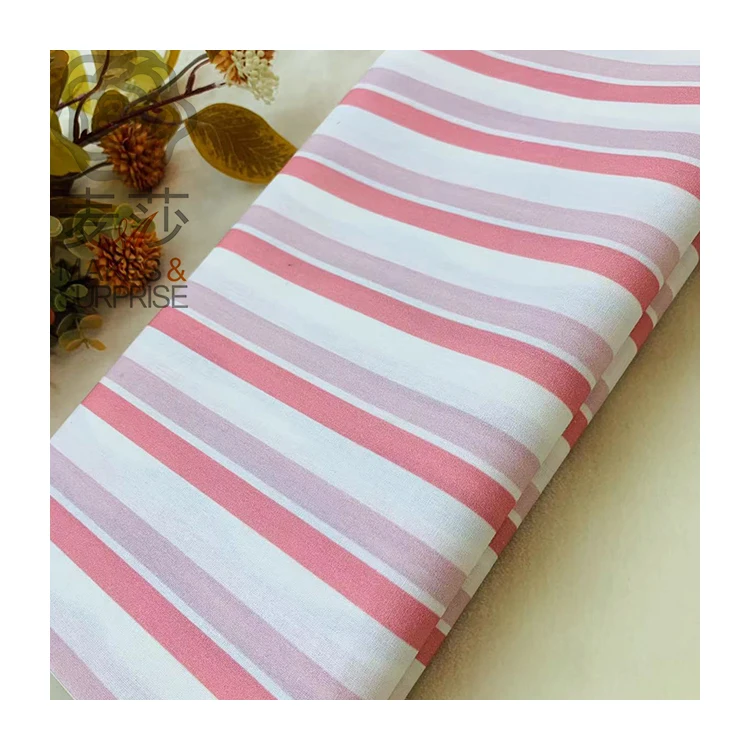 2024 Pure Cotton Fabric Knit Stretch Fabric Pink White Striped Pure Cotton Fabric For Clothing Pillows Blouses Bedding