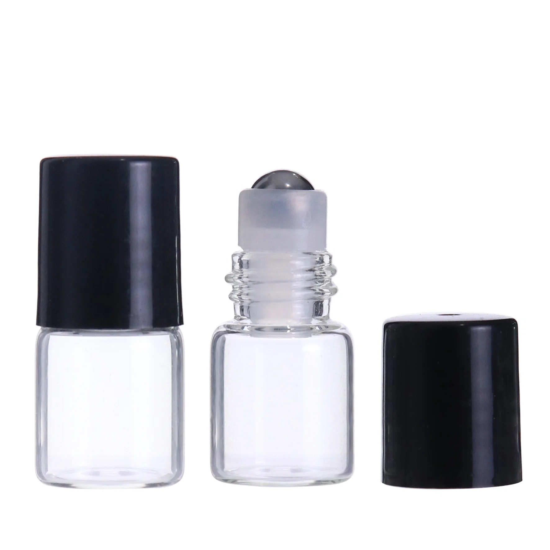 Mini perfume test glass vials 1ml 2ml 3ml small essential oil glass roller bottle with wood bamboo cap