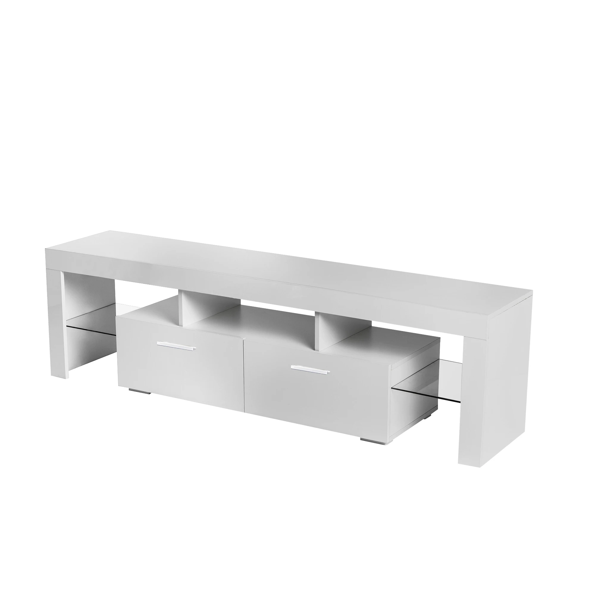 High-Gloss White color TV Media Console  LED Light TV Stand FACTORY DIRECT IN MORDEN DESIGN