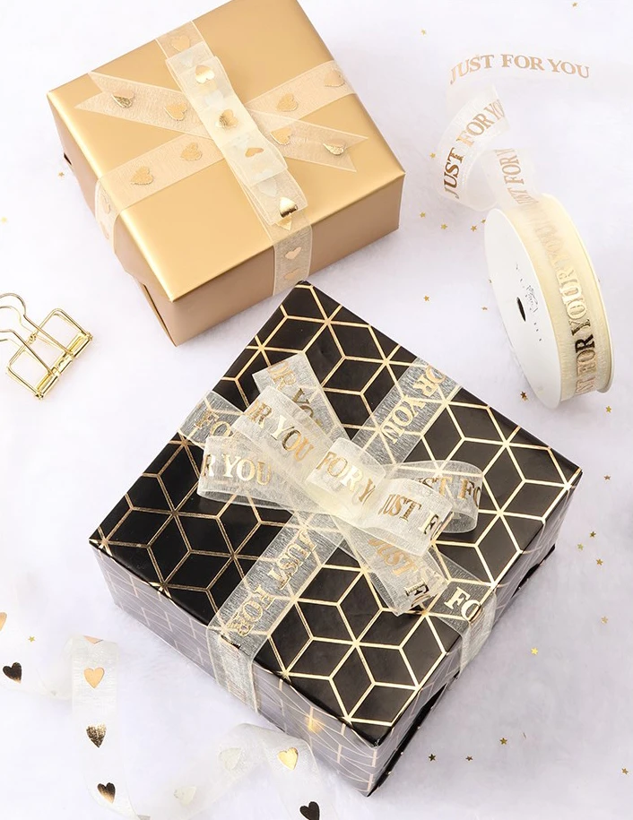  High Quality Customizable Gifts Snow Yarn Organza Printing Ribbon In