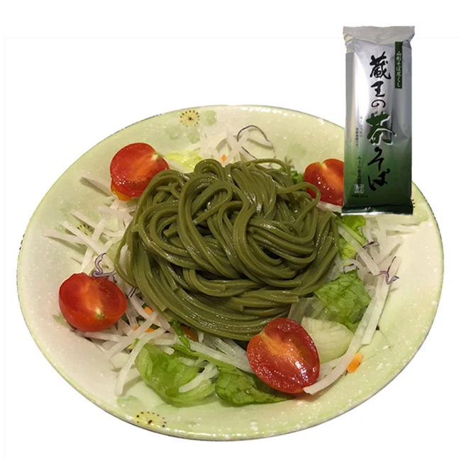 Japanese healthy matcha flavor soba noodles with aluminium package