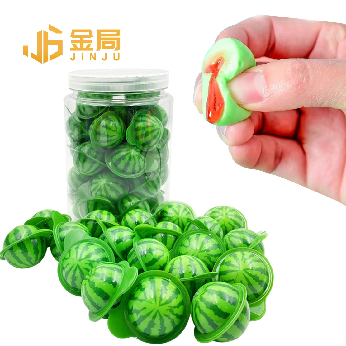 Cheapest watermelon shape 3D sweet custom halal fruit gummy soft candy jelly gummy ball candy