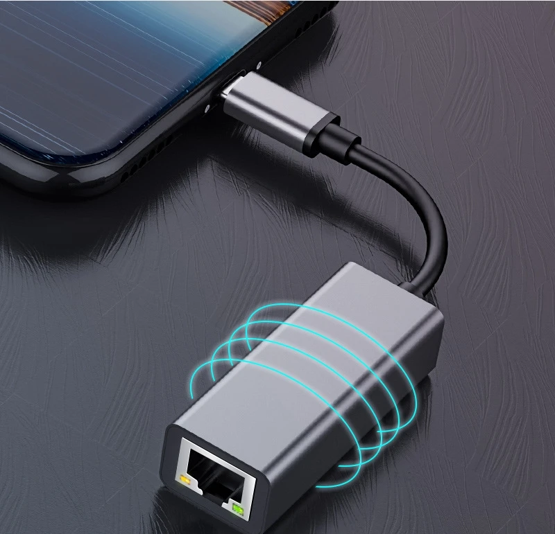 Aluminum 10/100/1000Mbps USB C to Gigabit Ethernet Network Adapter Lan Converter for Laptop Phone