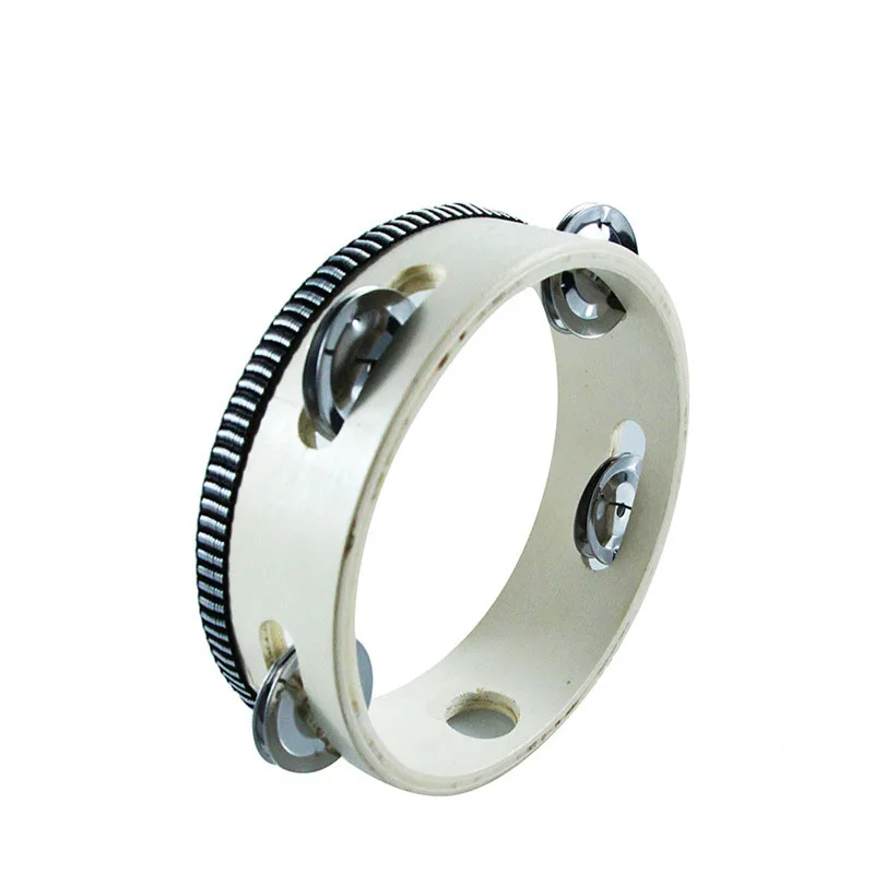 Wholesale Musical Instrument Toy Hand-held Drum Wooden Tambourine For Kids Preschool Percussion