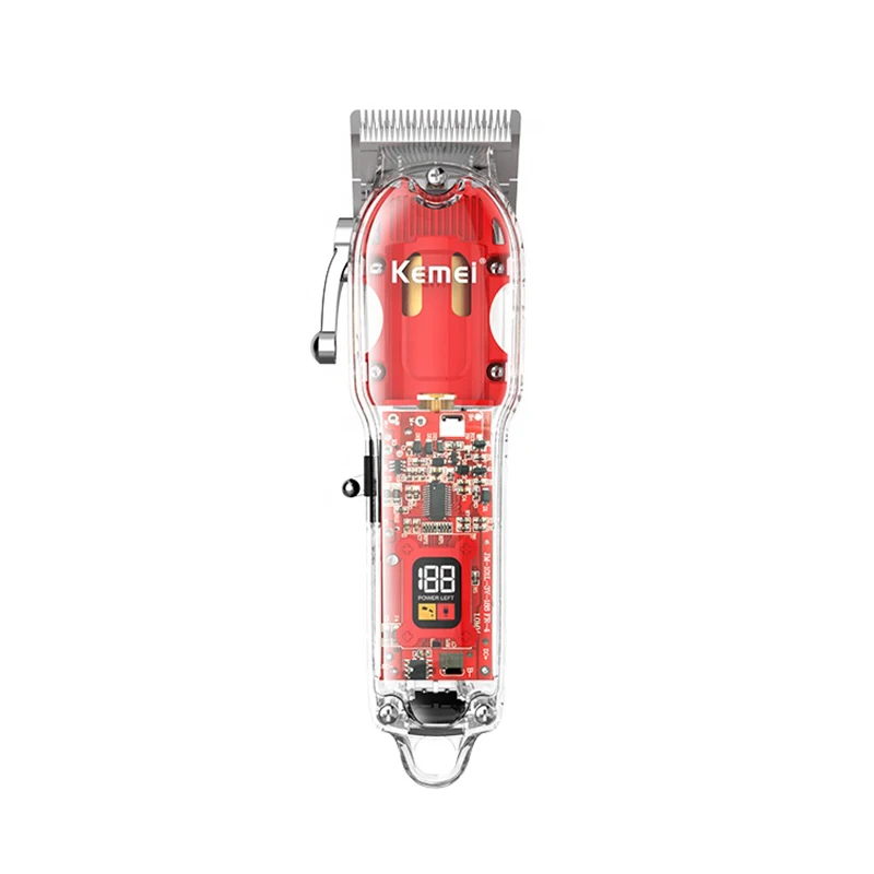 Professional Electric Hair Clippers Kemei KM-1761 Big Power Transparent Body Salon Hair Trimmer Men Barber Hair Cutting Machine