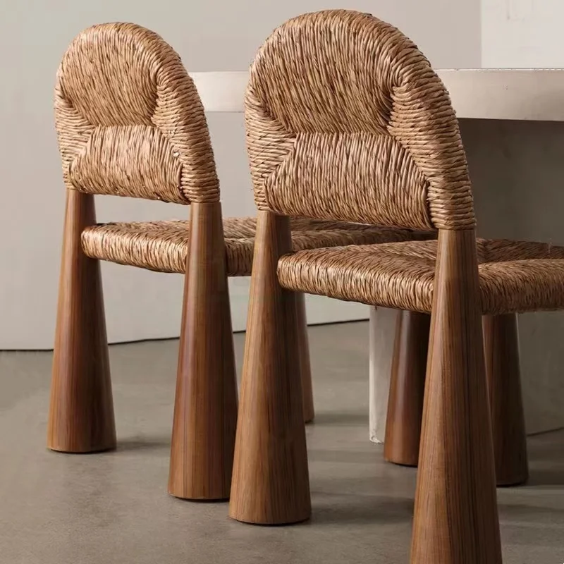 Modern Italian Creative Solid Wood Vine Weaving Chair Vintage Homestay Restaurant Designer Art Dining Chair