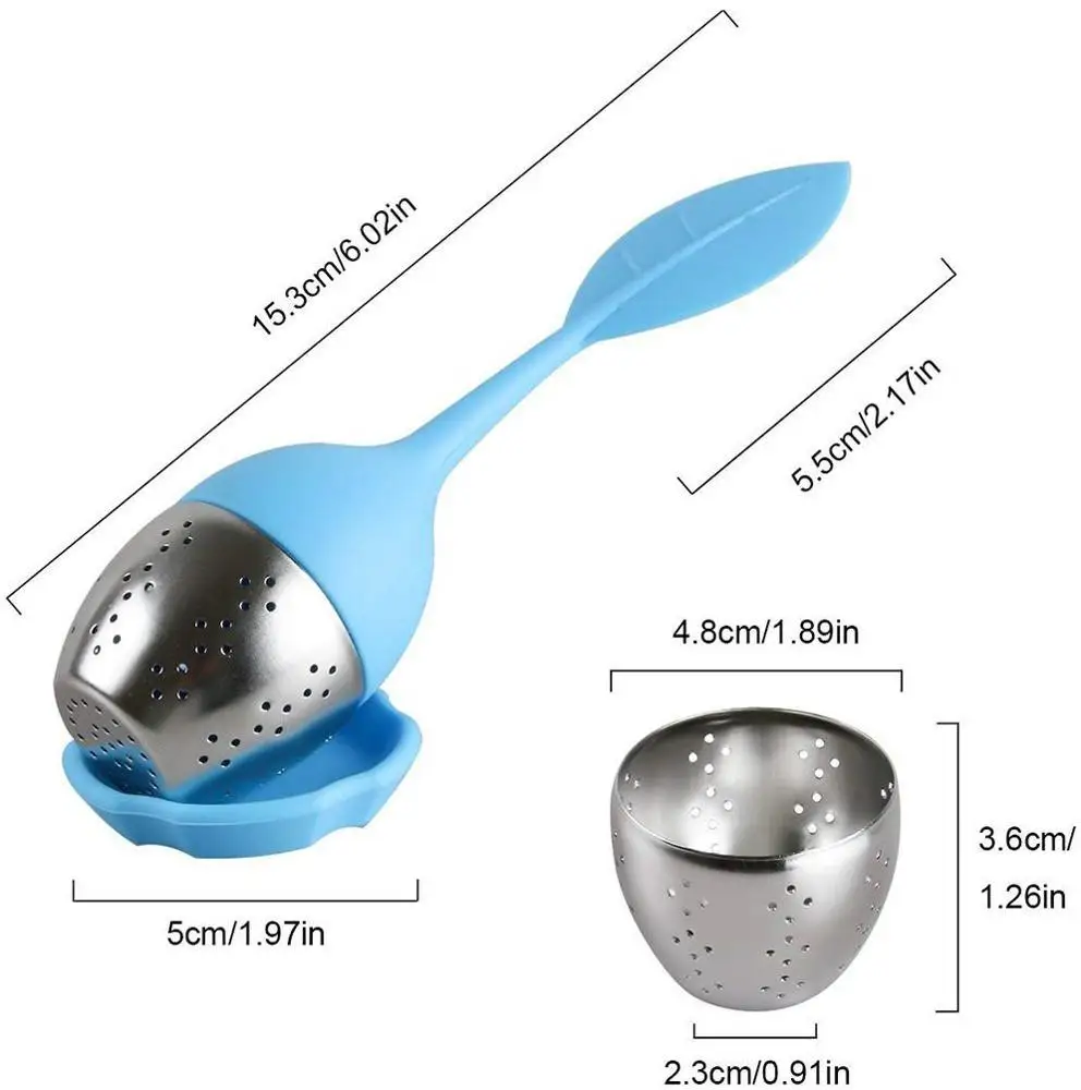 Reusable  Stainless Steel Loose Leaf Silicone Tea Infuser with Drip Tray